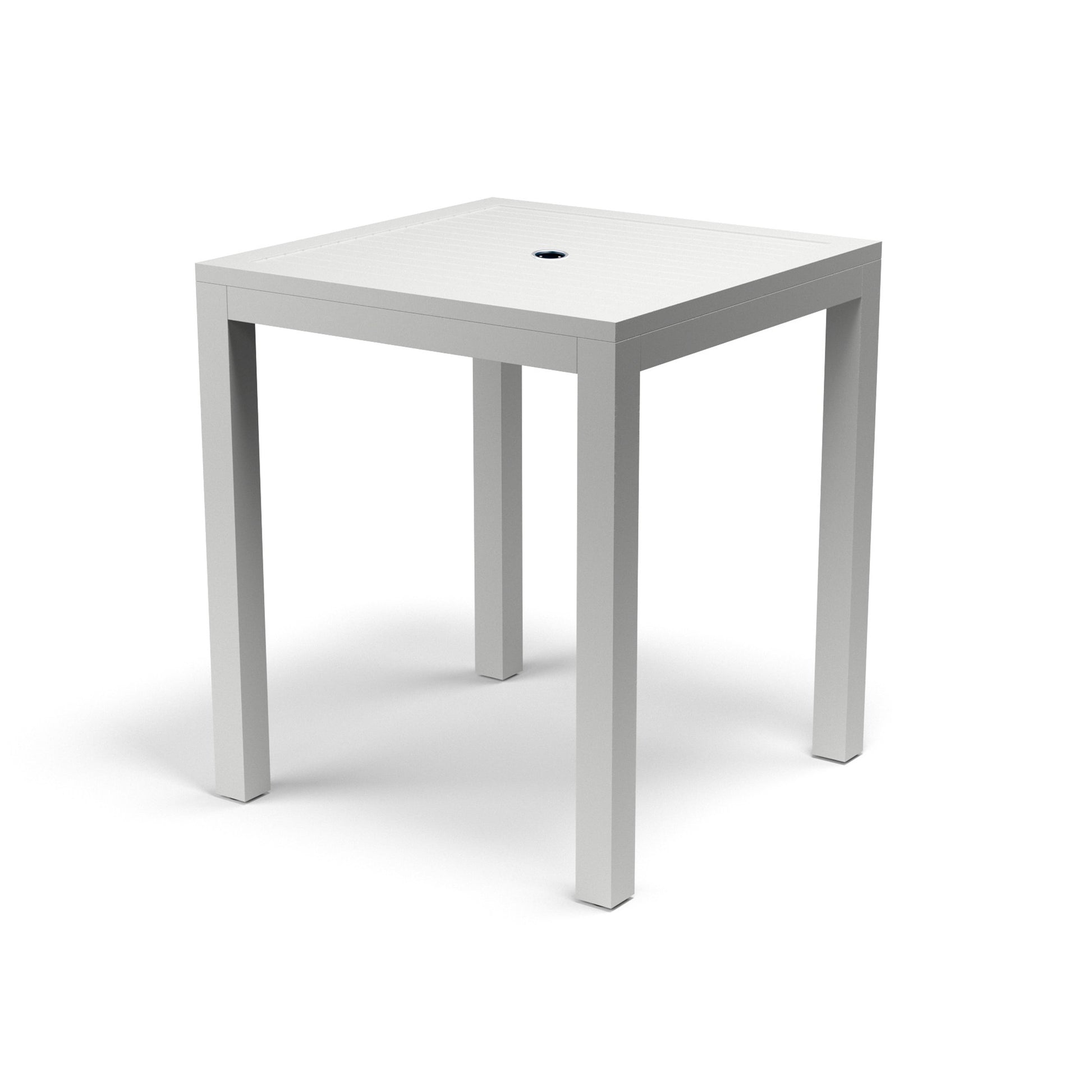 Naples Outdoor Pub Table by Sunset West in white. Made from aluminum in a modern style.