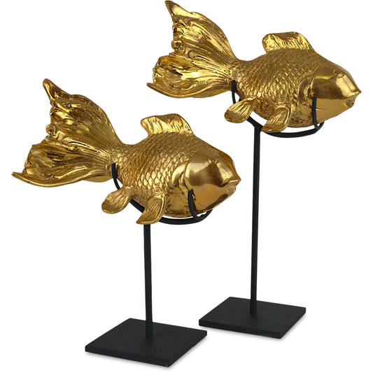 Goldfish Set by Currey and Company in gold, black. Made from bronze, metal in a modern style.