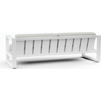 Newport Outdoor Sofa in Cast Silver by Sunset West in frost. Made from aluminum in a modern style.