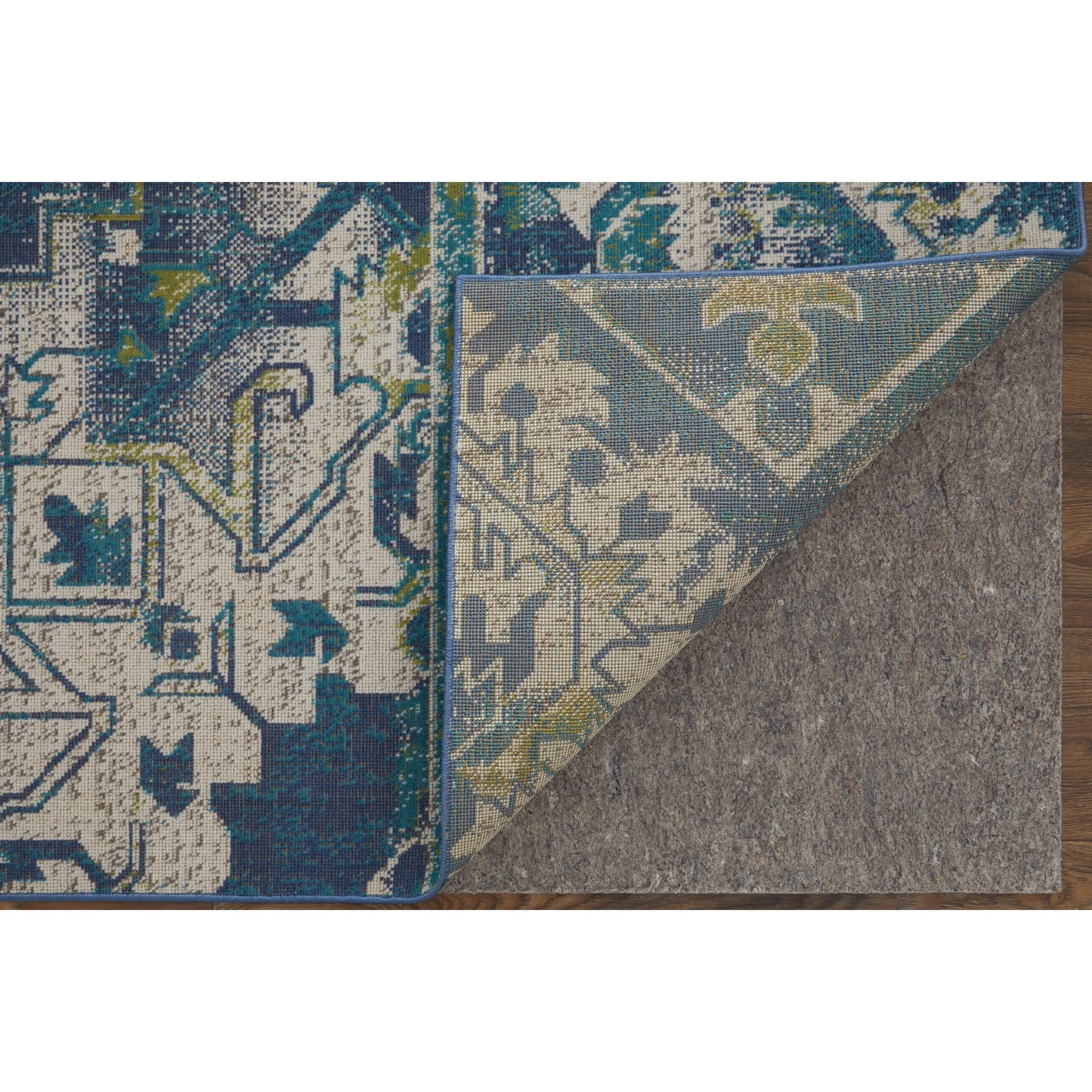 024 SI-1752208 | Closeup | Foster Transitional Oriental Rug - 3760F by Feizy in blue, green, ivory. Made from polypropylene in a unique style.