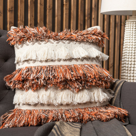 Dacia Pillow - 29423 by Surya in cream, wheat. Made from 75% wool, 25% polyester, 100% cotton in a eclectic & global style.