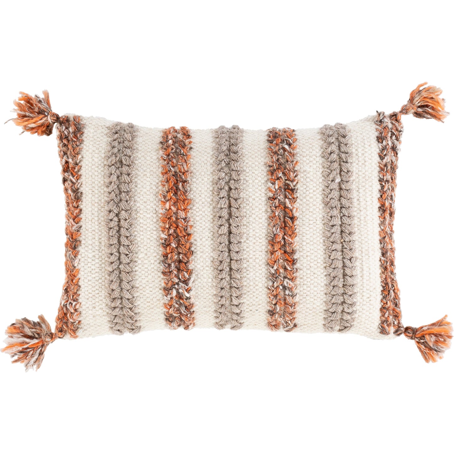 000 SI-1880232,SI-1880233 | Primary Silo | Dacia Pillow - 32433 by Surya in cream, burnt orange, light brown. Made from 75% wool, 25% polyester, 100% cotton in a eclectic & global style.