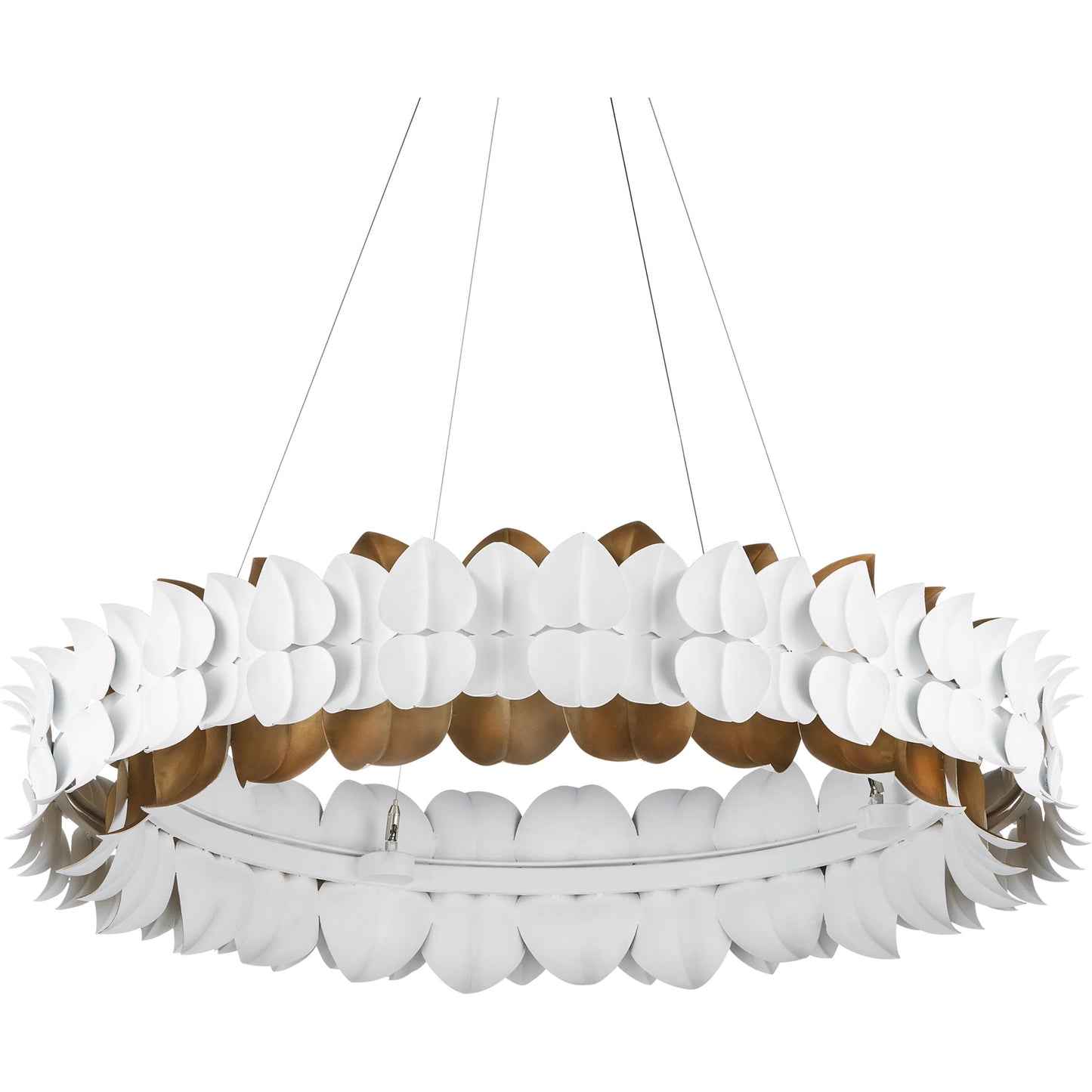 004 SI-2257424 | Additional Silo | Aventine Chandelier by Currey and Company in gesso white, contemporary gold. Made from wrought iron in a modern style.