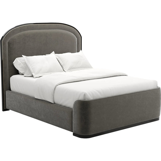Wanderlust Bed by Caracole in pewter and seal skin. Made from metal in a transitional style.