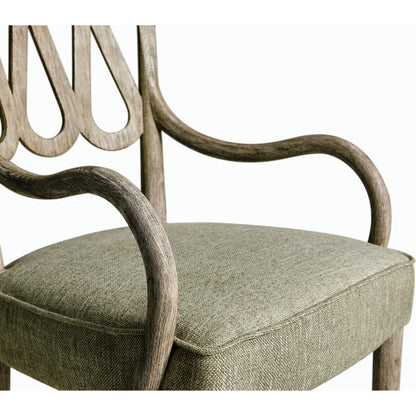 Ampney Arm Chair (Set of 2) by Jonathan Charles in light brown and washed grey oak. Made from oak, foam, fabric in a traditional style.