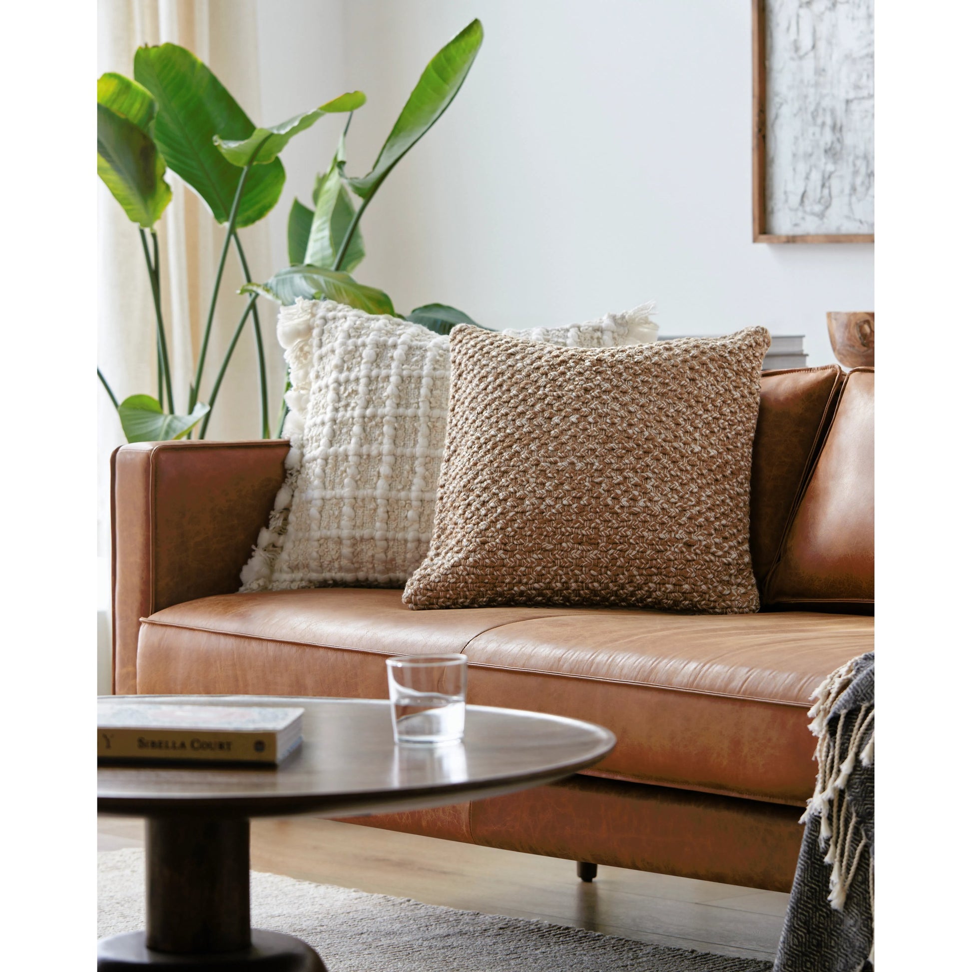 Doncaster Pillow - 487809 by Surya in beige, ivory, sandstone. Made from front: 100% polyester, back: 100% polyester in a modern style.