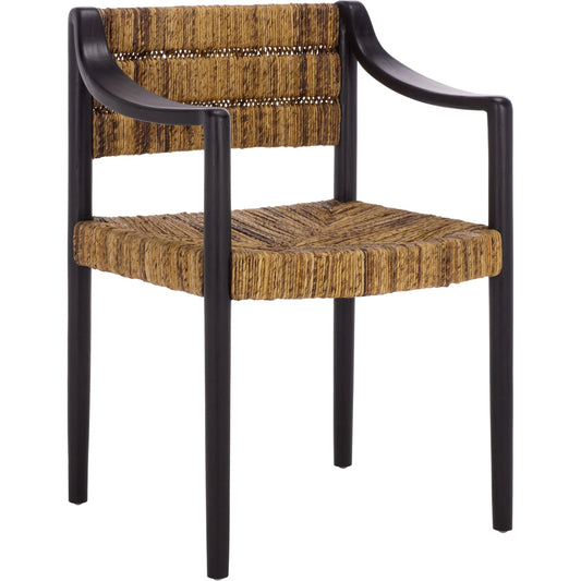 Jefferson Arm Dining Chair by HedgeApple Essentials in banana natural, black. Made from sungkai, natural banana in a rustic style.