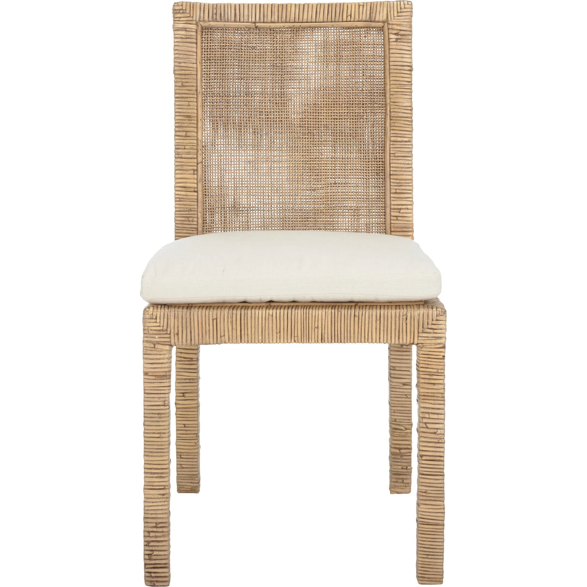 Rapides Cane Dining Chair with Cushion (Set of 2) by HedgeApple Essentials in honey brown wash. Made from mango wood, rattan, cotton foam in a unique style.
