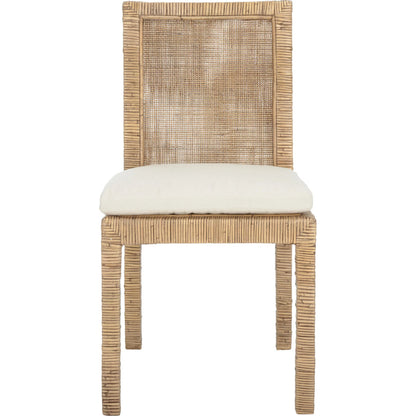 Rapides Cane Dining Chair with Cushion (Set of 2) by HedgeApple Essentials in honey brown wash. Made from mango wood, rattan, cotton foam in a unique style.