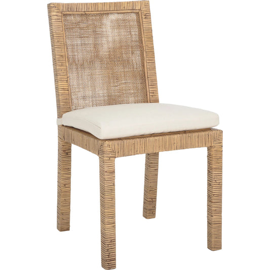 Rapides Cane Dining Chair with Cushion (Set of 2) by HedgeApple Essentials in honey brown wash. Made from mango wood, rattan, cotton foam in a unique style.