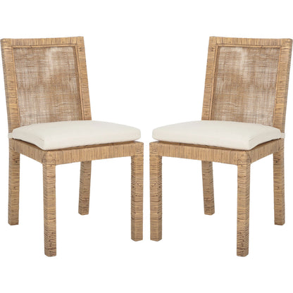 Rapides Cane Dining Chair with Cushion (Set of 2) by HedgeApple Essentials in honey brown wash. Made from mango wood, rattan, cotton foam in a unique style.