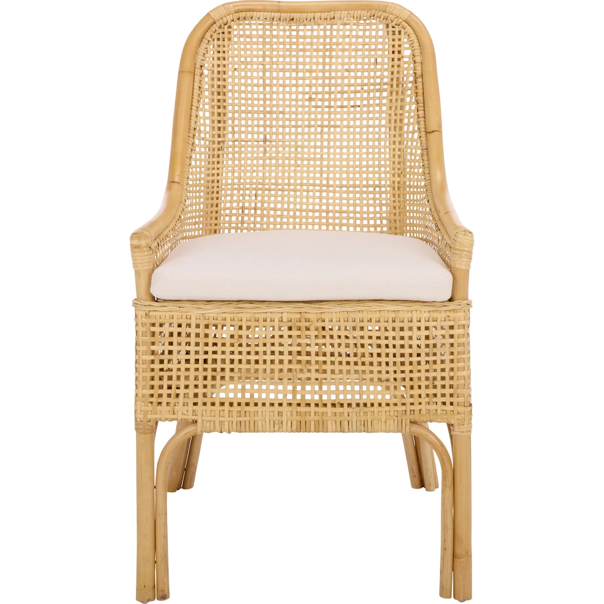Ward Dining Chair with Cushion by HedgeApple Essentials. Made from rattan, 60% cotton, 40% polyester in a unique style.