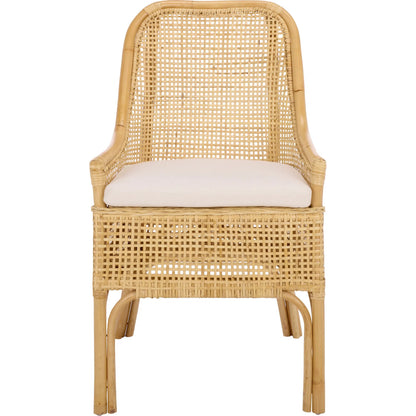 Ward Dining Chair with Cushion by HedgeApple Essentials. Made from rattan, 60% cotton, 40% polyester in a unique style.