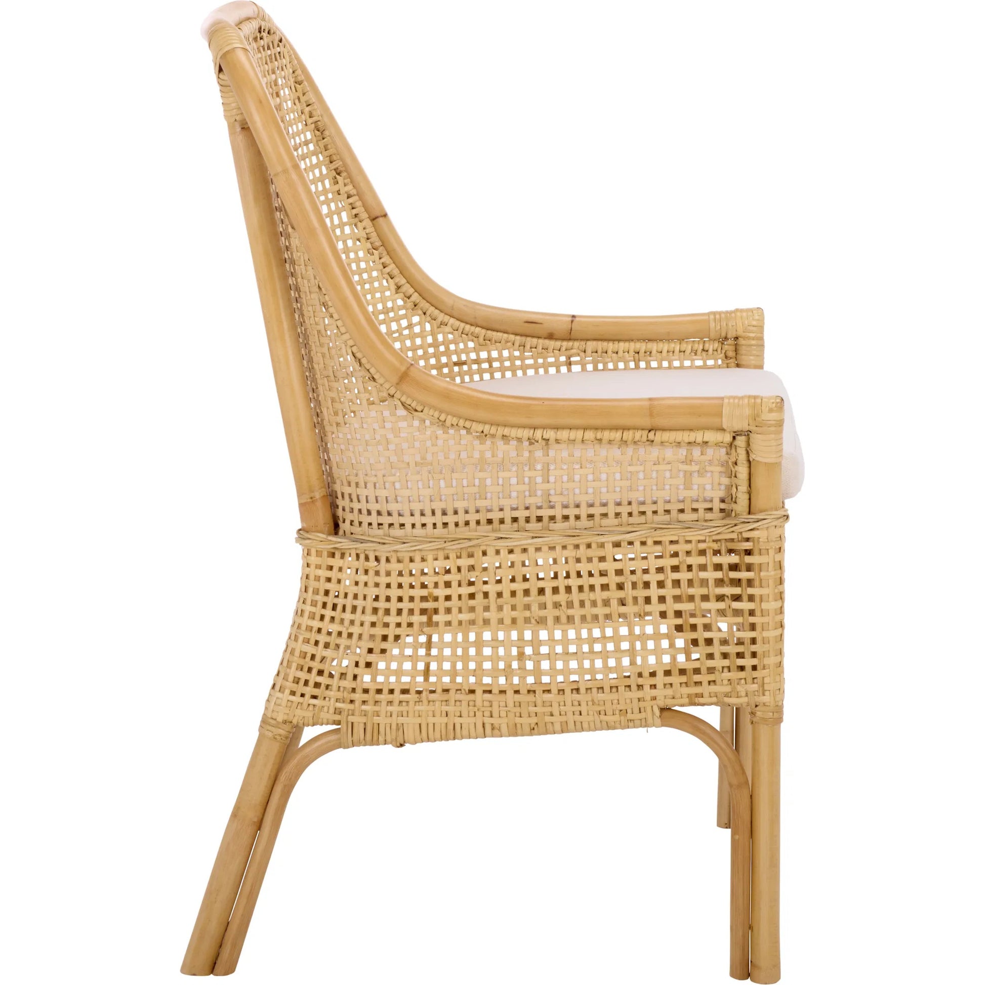 Ward Dining Chair with Cushion by HedgeApple Essentials. Made from rattan, 60% cotton, 40% polyester in a unique style.