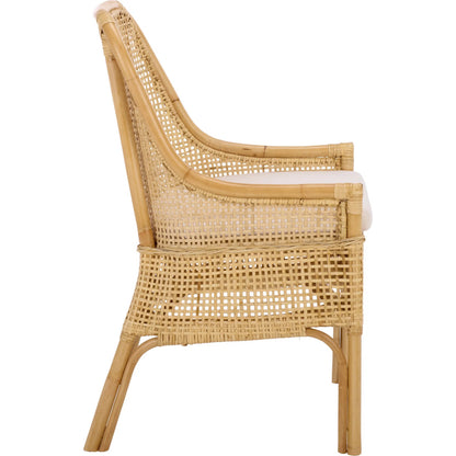 Ward Dining Chair with Cushion by HedgeApple Essentials. Made from rattan, 60% cotton, 40% polyester in a unique style.
