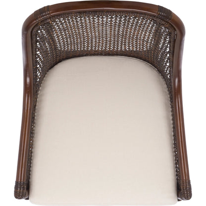 Ward Dining Chair with Cushion by HedgeApple Essentials. Made from rattan, 60% cotton, 40% polyester in a unique style.