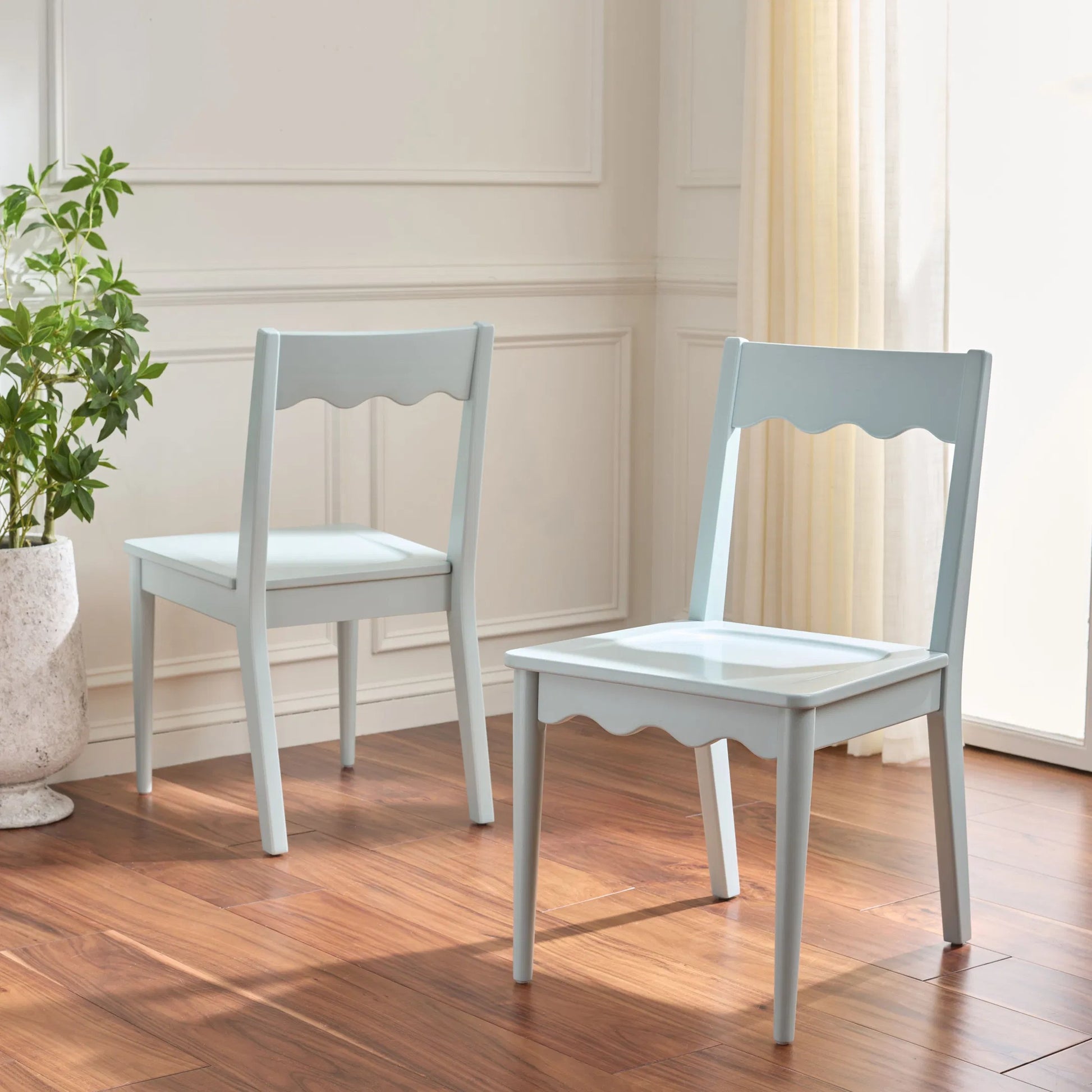 Newark Scallop Dining Chairs (Set of 2) by HedgeApple Essentials. Made from rubberwood in a unique style.