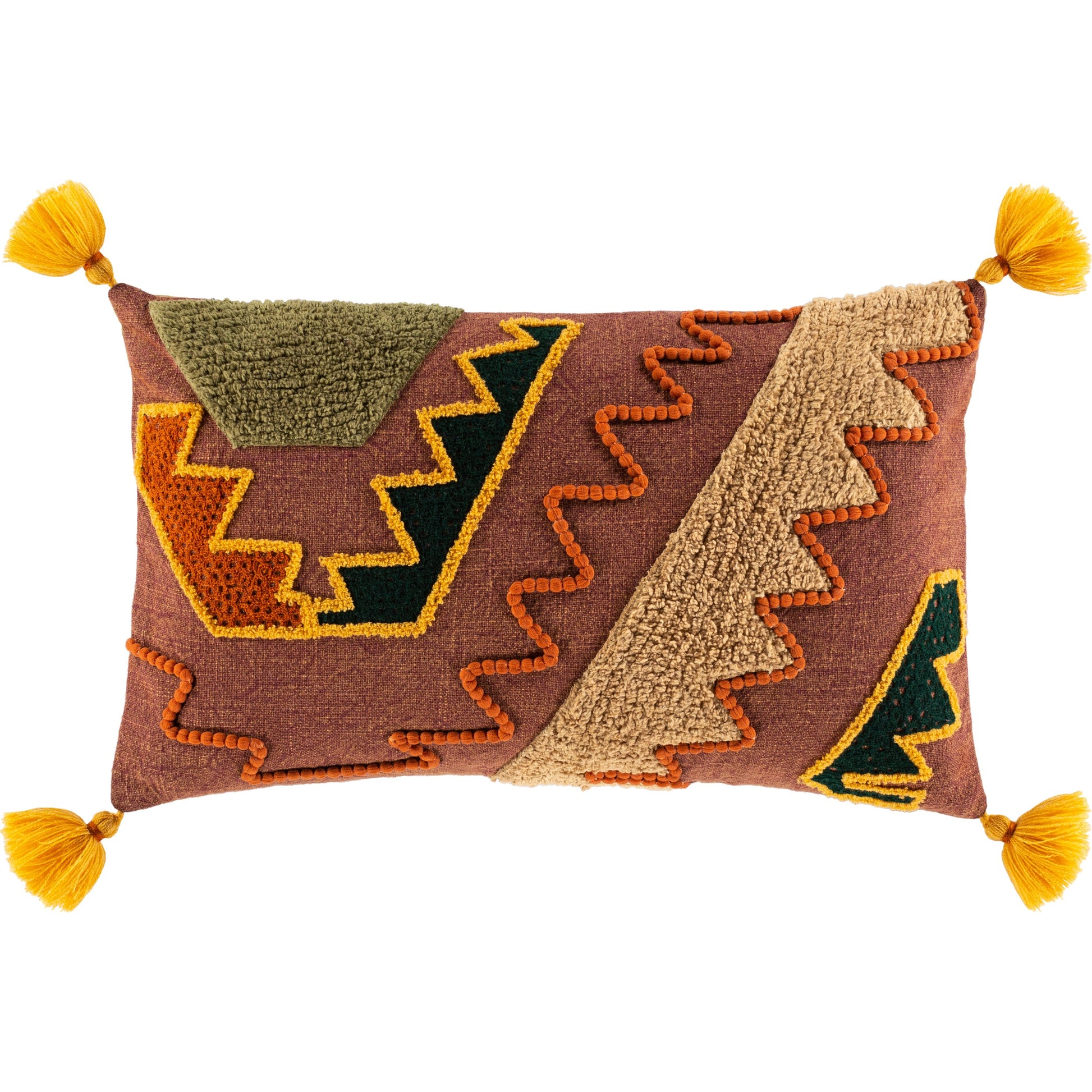 Declan Pillow - 25376 by Surya in burgundy, olive. Made from 100% cotton in a eclectic & global style.