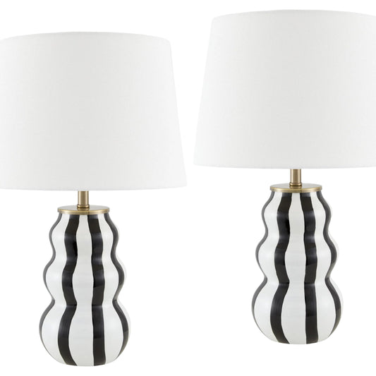 Dicomano Accent Table Lamp (Set of 2) by Livabliss in glazed. Made from ceramic, linen, polyester in a unique style.