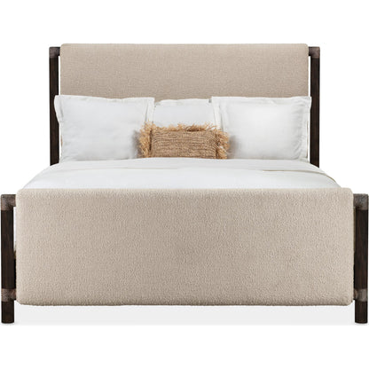 Retreat Upholstered Panel Bed by Hooker Furniture in beige. Made from 85% polyester, 10% acrylic, 5% cotton in a transitional style.