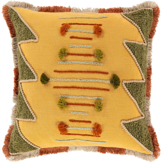 Declan II Pillow - 5652 by Surya in dusty sage, mustard. Made from 100% cotton in a eclectic & global style.