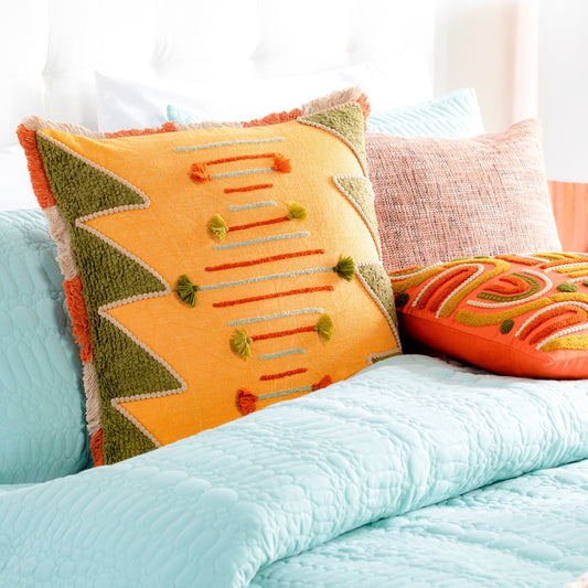 Declan II Pillow - 5652 by Surya in dusty sage, mustard. Made from 100% cotton in a eclectic & global style.