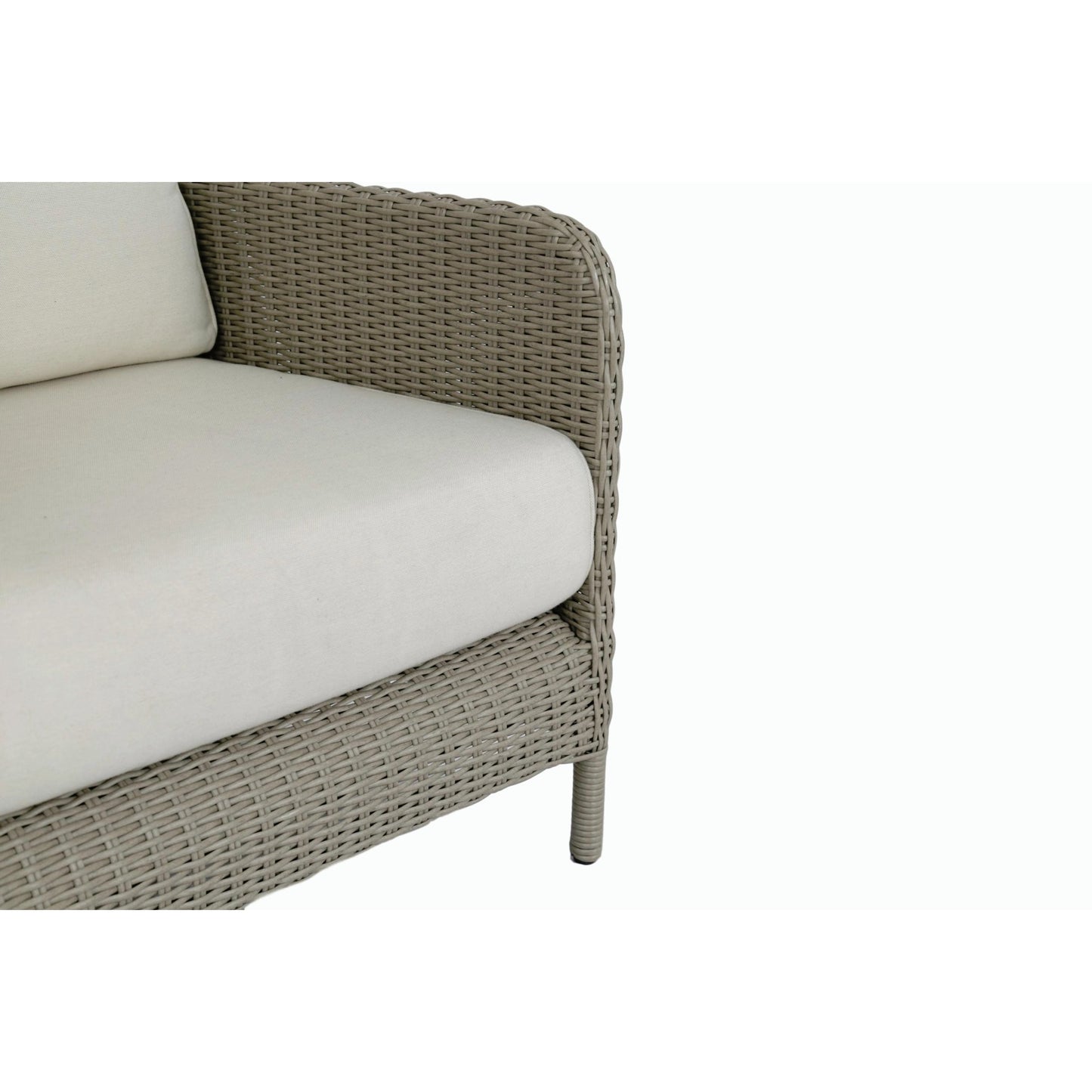 003 SI-2166936 | Closeup | Manhattan Outdoor Club Chair by Sunset West in gray. Made from resin wicker in a modern style.