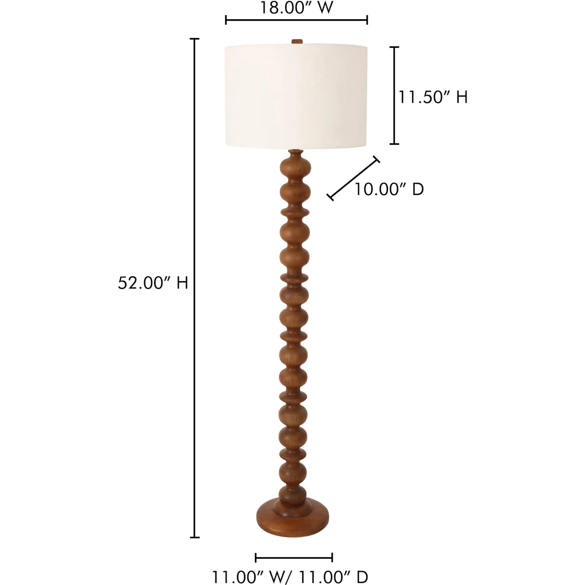 Gwen Floor Lamp by Moe's Home Collection in honey. Made from mango wood base, textured cotton shade in a traditional style.