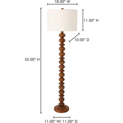 Gwen Floor Lamp by Moe's Home Collection in honey. Made from mango wood base, textured cotton shade in a traditional style.