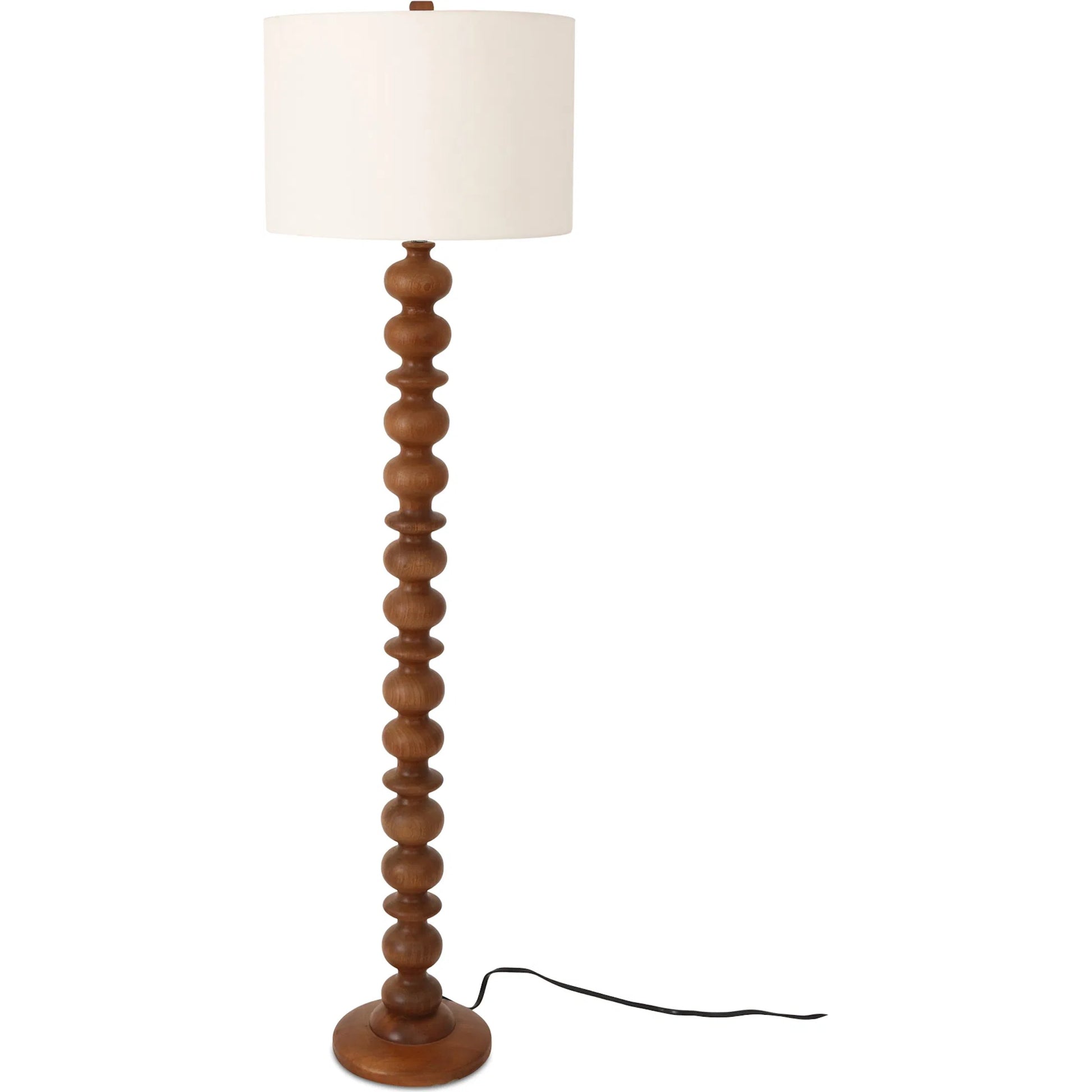 Gwen Floor Lamp by Moe's Home Collection in honey. Made from mango wood base, textured cotton shade in a traditional style.