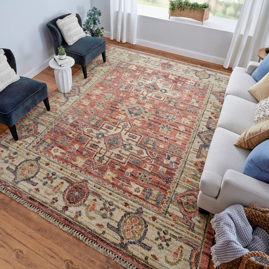 Fillmore Transitional Rug - FIL69CKF by Feizy in red, ivory, gold. Made from wool in a unique style.