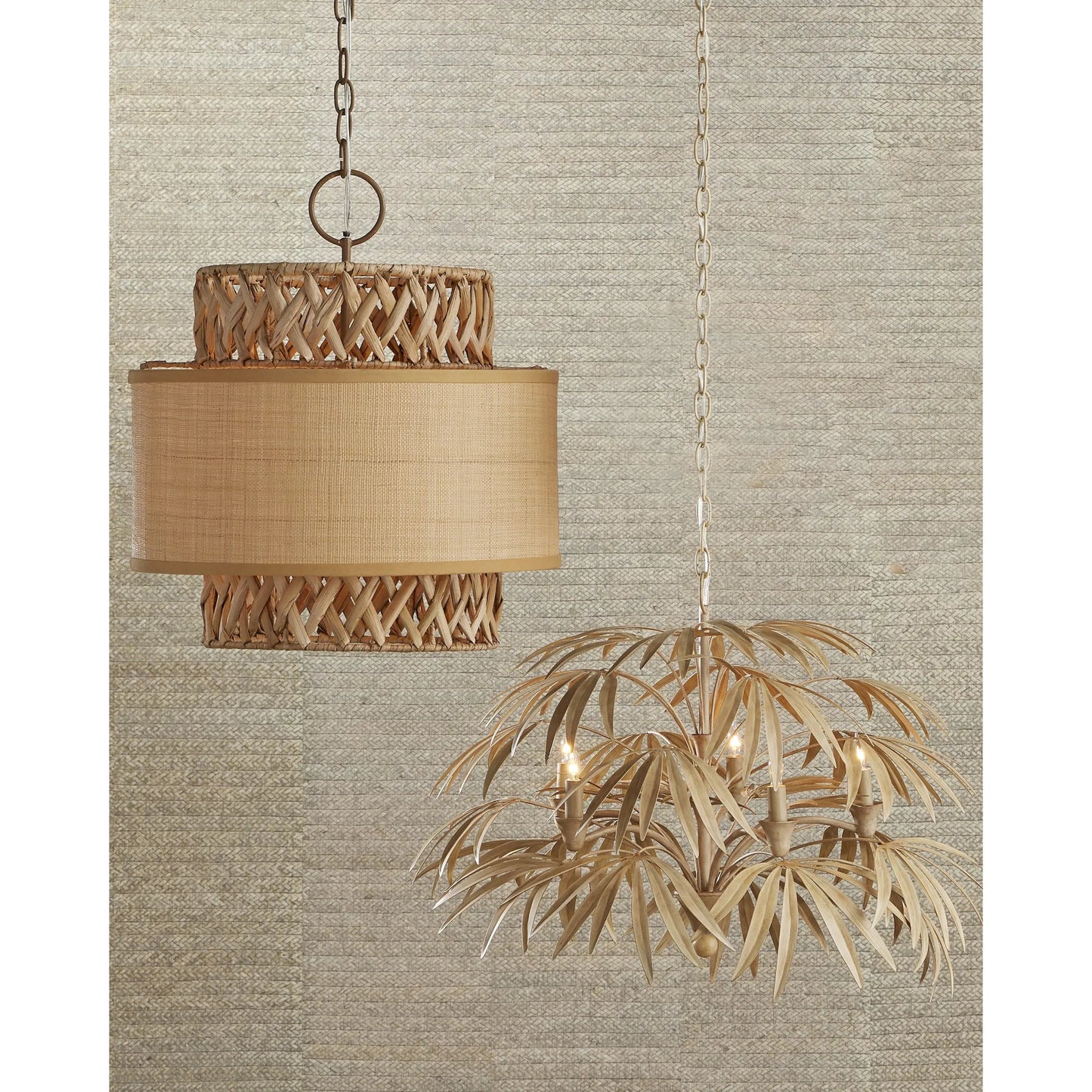 007 SI-1923857 | Lifestyle | Calliope Chandelier by Currey and Company in coco cream. Made from wrought iron in a modern style.