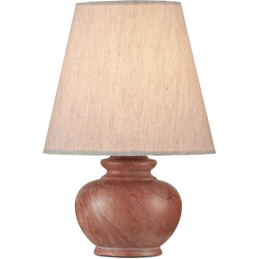 Piccolo Pink Mini Table Lamp by Currey and Company in natural rose. Made from rosa cappuccino marble in a eclectic & global style.