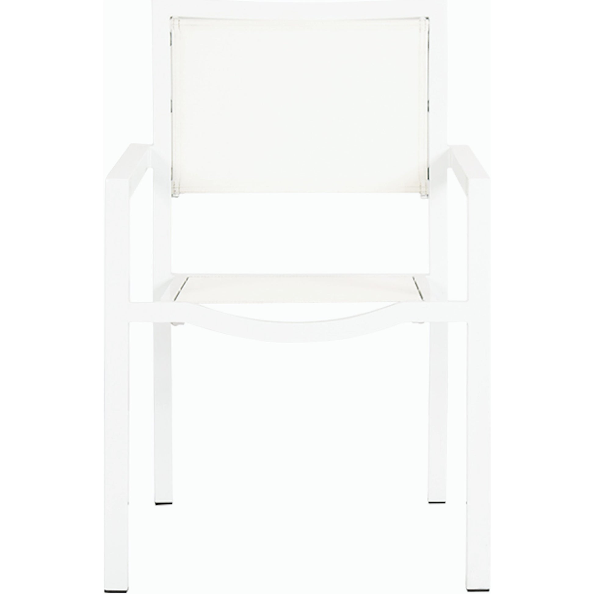Naples Outdoor Stackable Sling Dining Chair by Sunset West in white. Made from aluminum in a modern style.