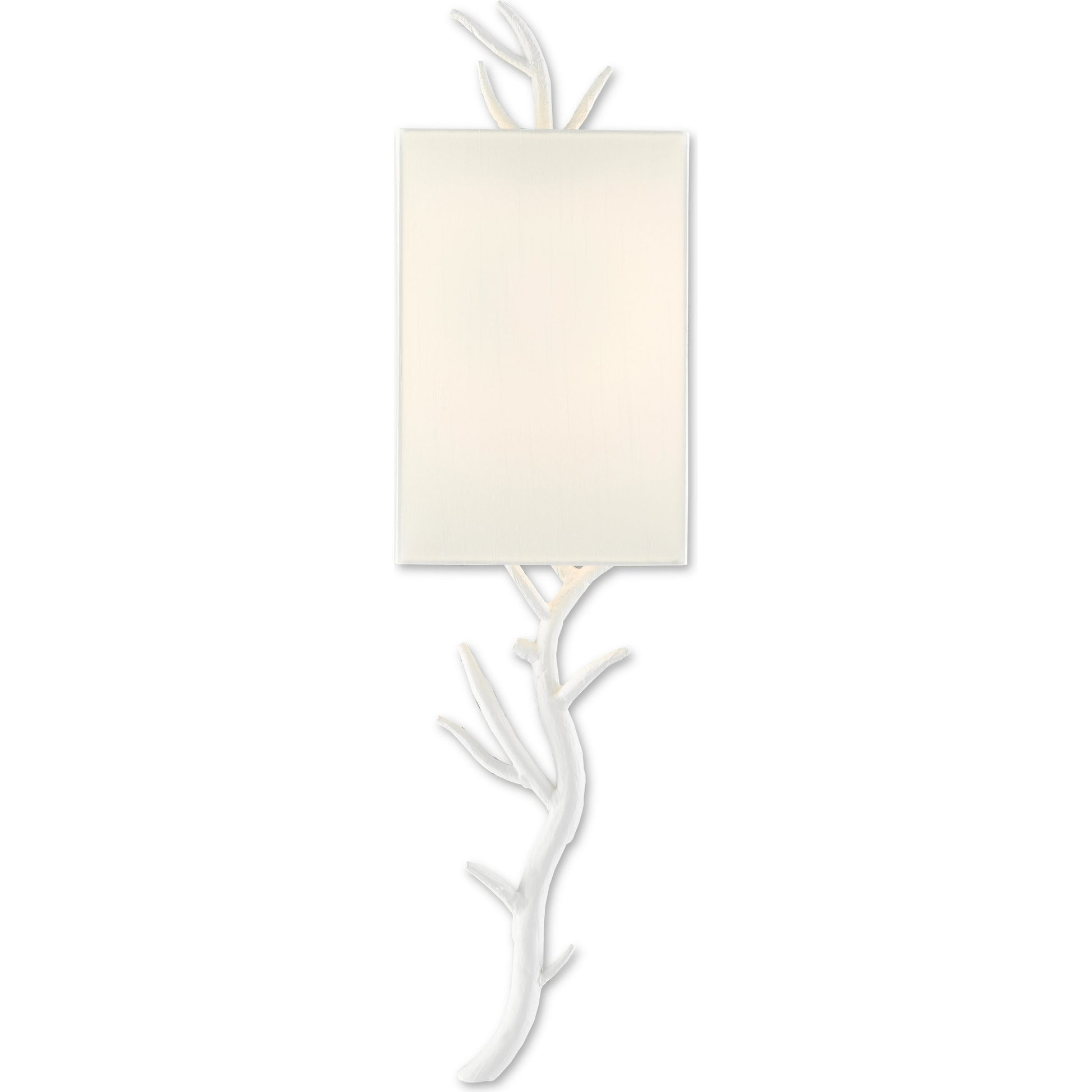 Baneberry Wall Sconce by Currey and Company in gesso white. Made from wrought iron in a transitional style.