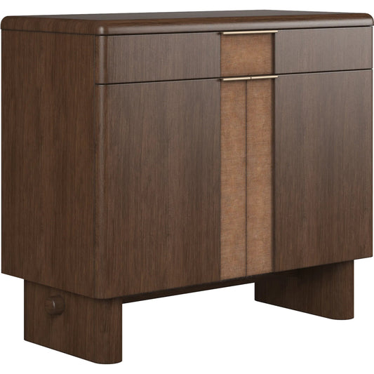 Verge Accent Door Chest by A.R.T. Furniture in handcrated walnut. Made from poplar, parawood solids, mirror, metal in a unique style.