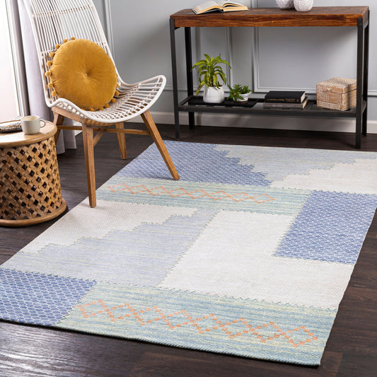 Didim Rug - 26058 by Surya in denim, light green. Made from 50% viscose, 40% polyester, 10% cotton in a unique style.
