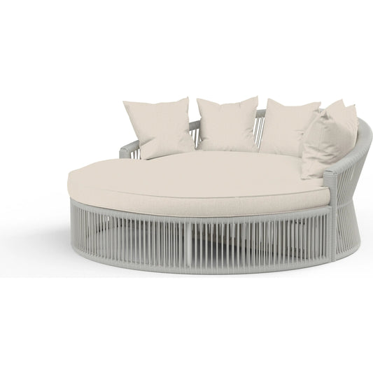 Miami Outdoor Daybed in Echo Ash w/ Self Welt by Sunset West in frost. Made from olefin rope in a unique style.