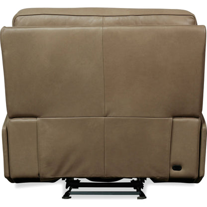 Riverton Power Gliding Recliner with Power Headrest and Lumbar by Hooker Furniture in dante sandhills. Made from leather in a traditional style.