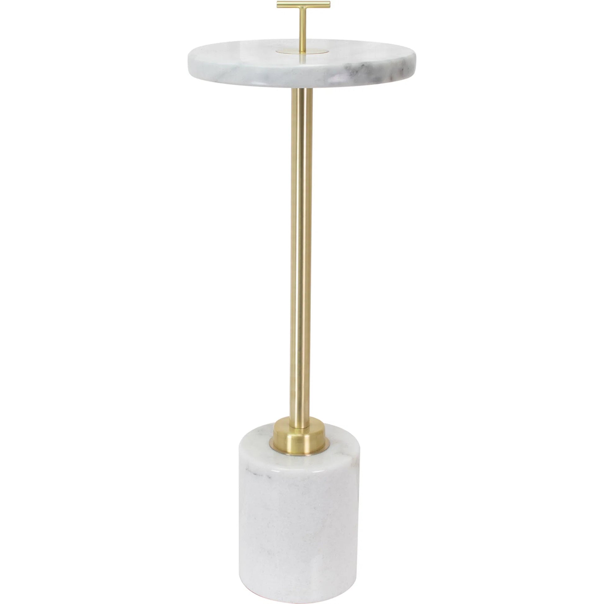 Dean Drink Table by Couture Lamps in white marble and metal. Made from marble, metal in a modern style.