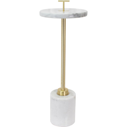 Dean Drink Table by Couture Lamps in white marble and metal. Made from marble, metal in a modern style.