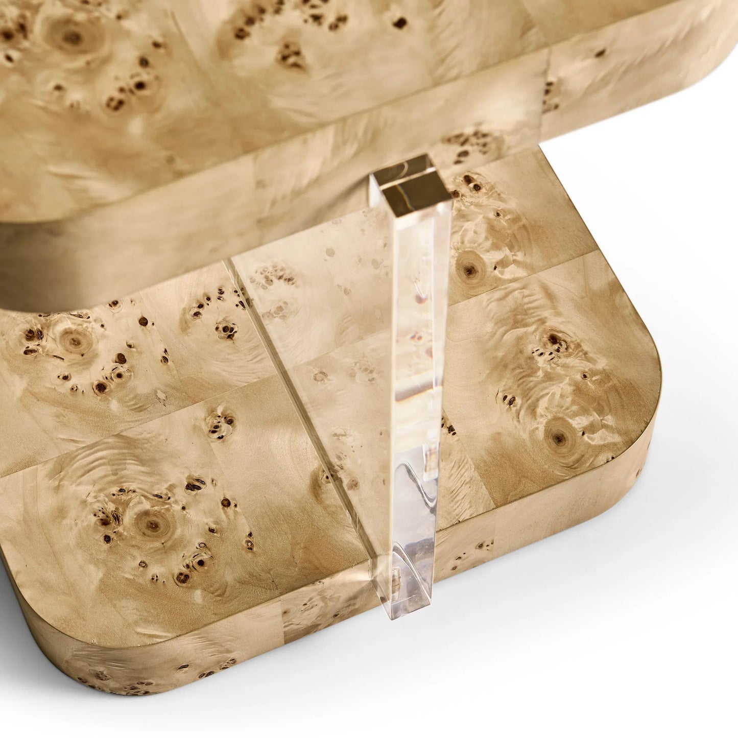 007 SI-2462654 | Closeup | Veil End Table by Jonathan Charles in natural mappa burl. Made from mappa burl in a modern style.