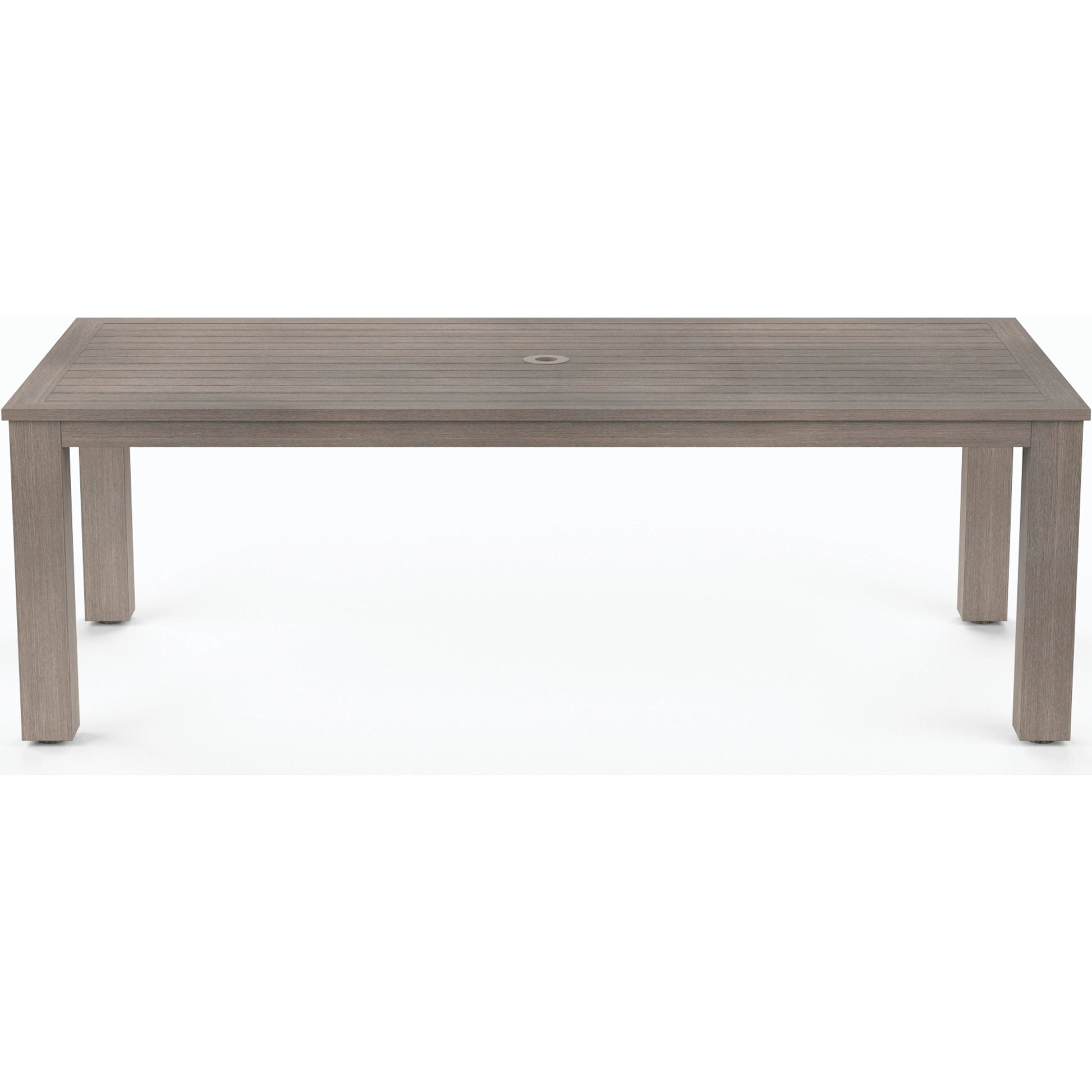 Laguna Outdoor 90" Table by Sunset West in driftwood. Made from aluminum in a modern style.