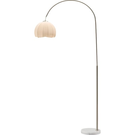 Desota Task Floor Lamp by Livabliss in body: metallic - nickel; base: white; shade: white; cord: translucent and plated. Made from iron, linen in a unique style.