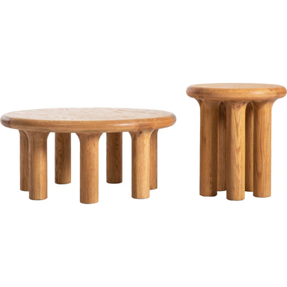 Destiny Coffee Table by LH Imports in brown and natural oak. Made from solid oak, oak veneer in a transitional style.