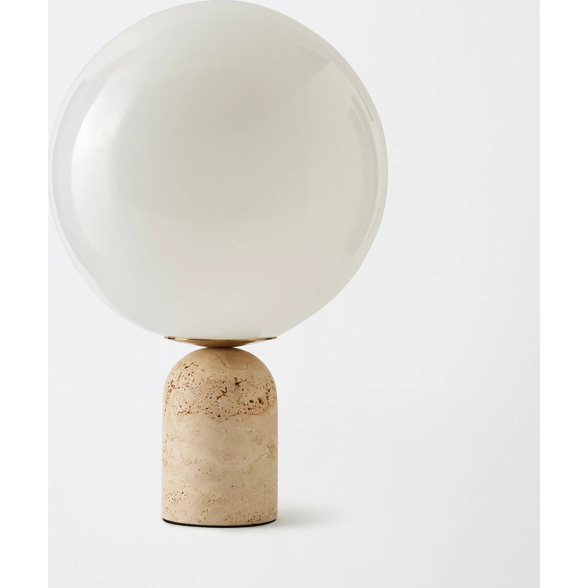 Orb Table Lamp by Global Views in travertine. Made from travertine, glass in a transitional style.