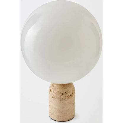 Orb Table Lamp by Global Views in travertine. Made from travertine, glass in a transitional style.