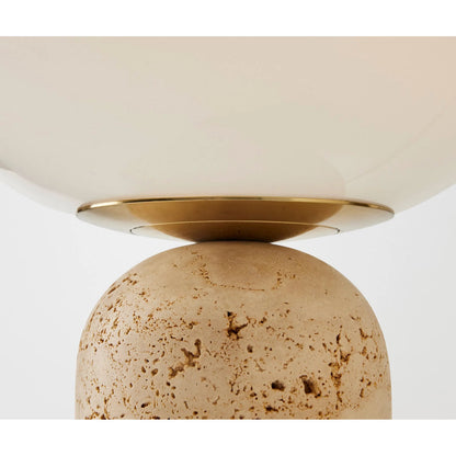 Orb Table Lamp by Global Views in travertine. Made from travertine, glass in a transitional style.