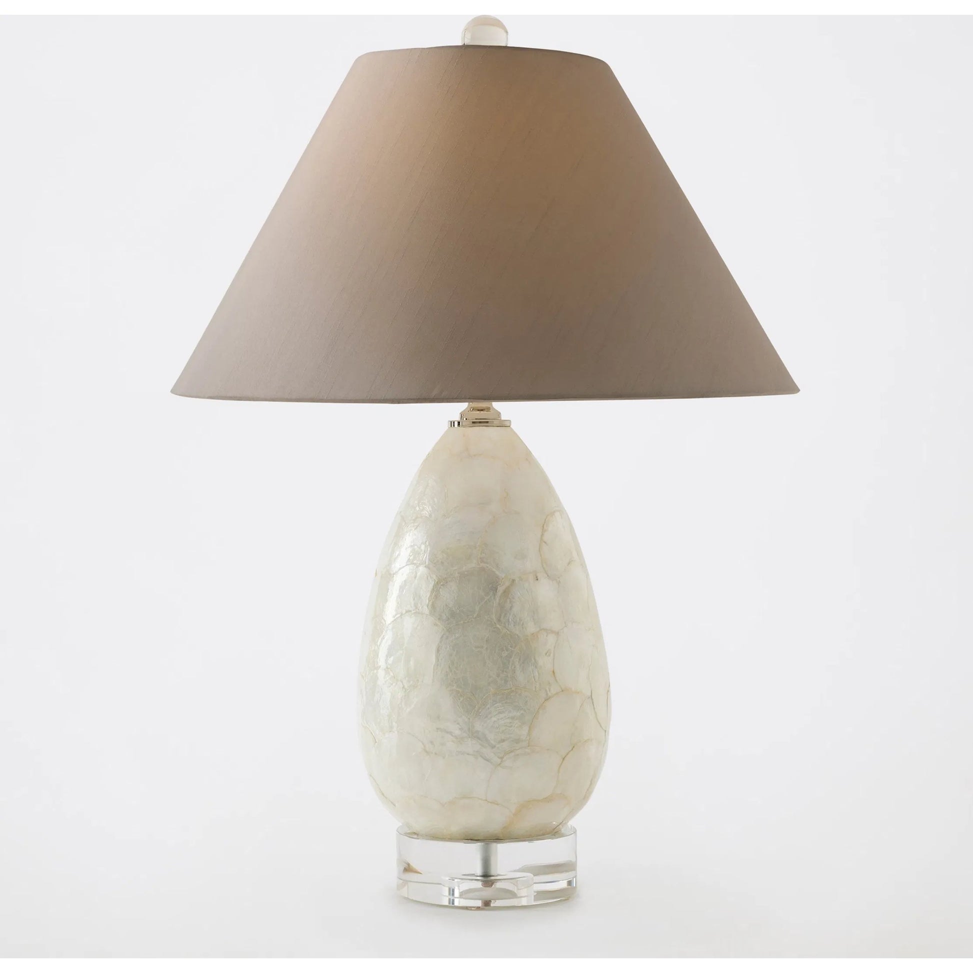 Abalone Shell Scaled Lamp by Global Views in gray. Made from crystal, metal in a modern style.