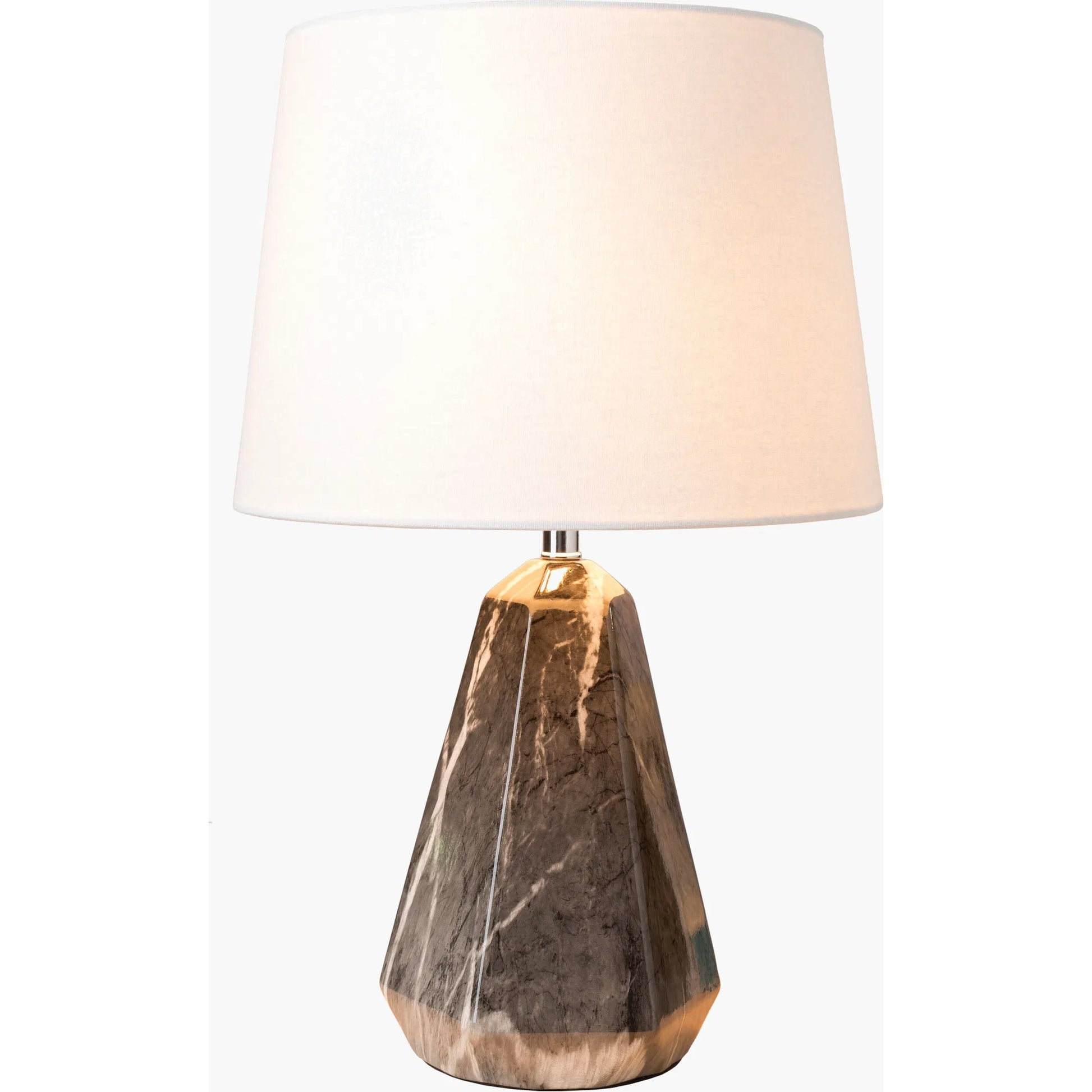 Destin - 19818 by Surya in black, metallic nickel and base marbled. Made from linen, polyester, ceramic, metal - iron, 100% metal in a modern style.